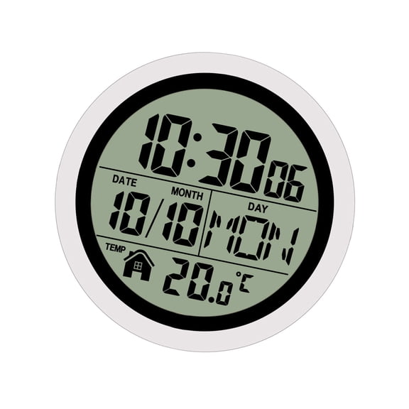 Bathroom Clock 5.75" Kitchen Wall Clock with Large Screen Shower Clocks with Suction Cup,Temperature,Date,Calendar