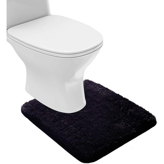 Bathroom Contour Rug Non Slip Bath Mat Water Absorbent Soft Microfiber Shaggy Bathroom Mat Machine Washable Bath Rug for Bathroom Thick Plush U Shape Toilet Rug (20 x 24, Dark Purple)