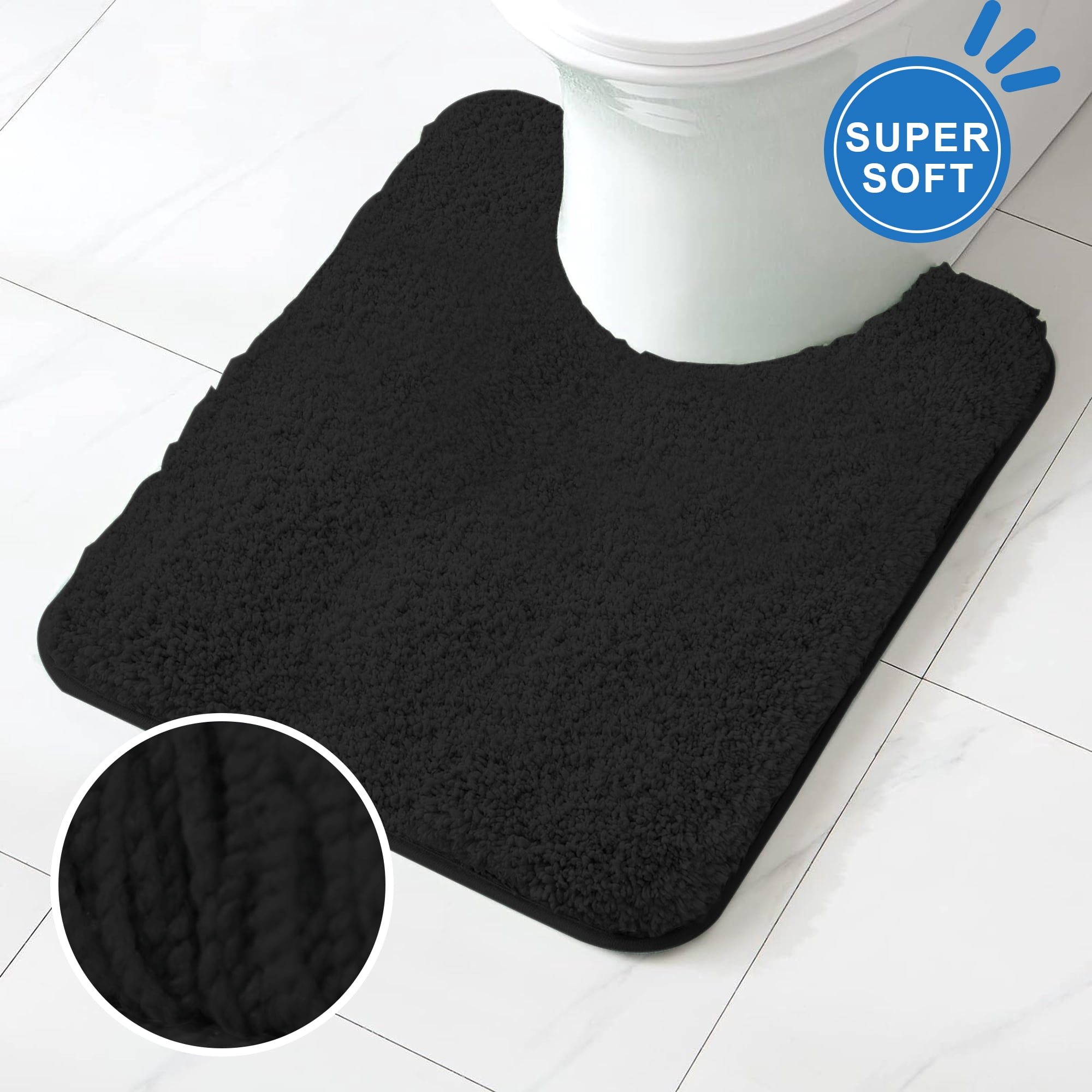 Toilet Bowl Rug Bathroom Contour Rug, Shaggy Soft and Absorbent, Non Slip, Thick Plush ...