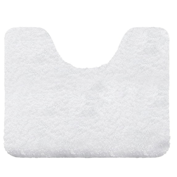 Bathroom Contour Rugs Non Slip, Large Bath Rugs for Bathroom Decor, Bathroom Shower Floor Mat, Machine Washable U Shape Toilet Rug for Bathroom, 20" X 24", White