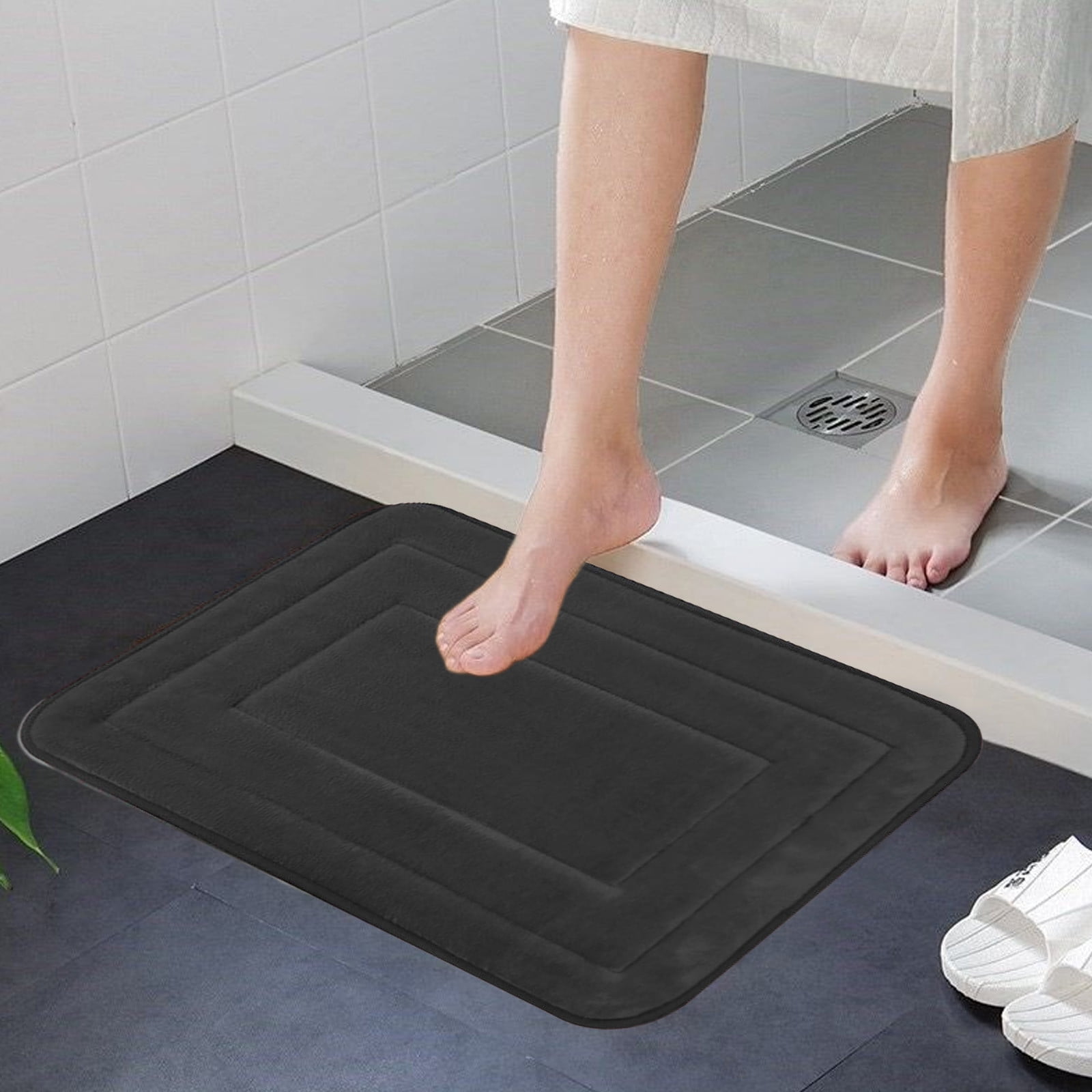 Bathroom Coral Fleece Carpet Floor Mat Water-Absorbent No Slip Mat ...