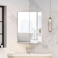 thumbnail image 1 of Hironpal Bathroom Corner Mirror Cabinet,18" x 24" 2 Doors Medicine Cabinet Wall Mounted,White, 1 of 7