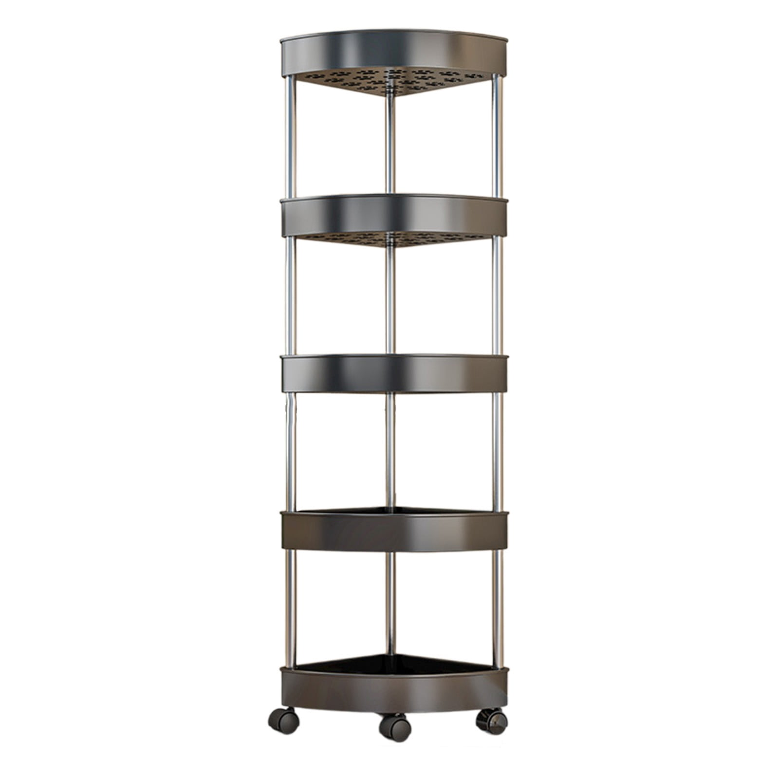 Bathroom Corner Shelf Bathroom Corner Shelf Organizer with Rolling Wheels, 4 Tier Corner Storage Shelf with Drainage Holes for Shower, Detachable Rolling Cart for Bathroom Organization
