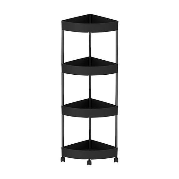 Bathroom Corner Shelf Organizer, Bathroom Storage Rack, Detachable 4 Tiers Rolling Wheels Shelf with Drainage Holes, Plastic and Stainless Steel Durable Material