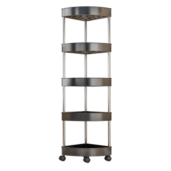Bathroom Corner Shelf Organizer with Rolling Wheels, 4 Tier Corner Storage Shelf with Drainage Holes for Shower, Detachable Rolling Cart for Bathroom Organization
