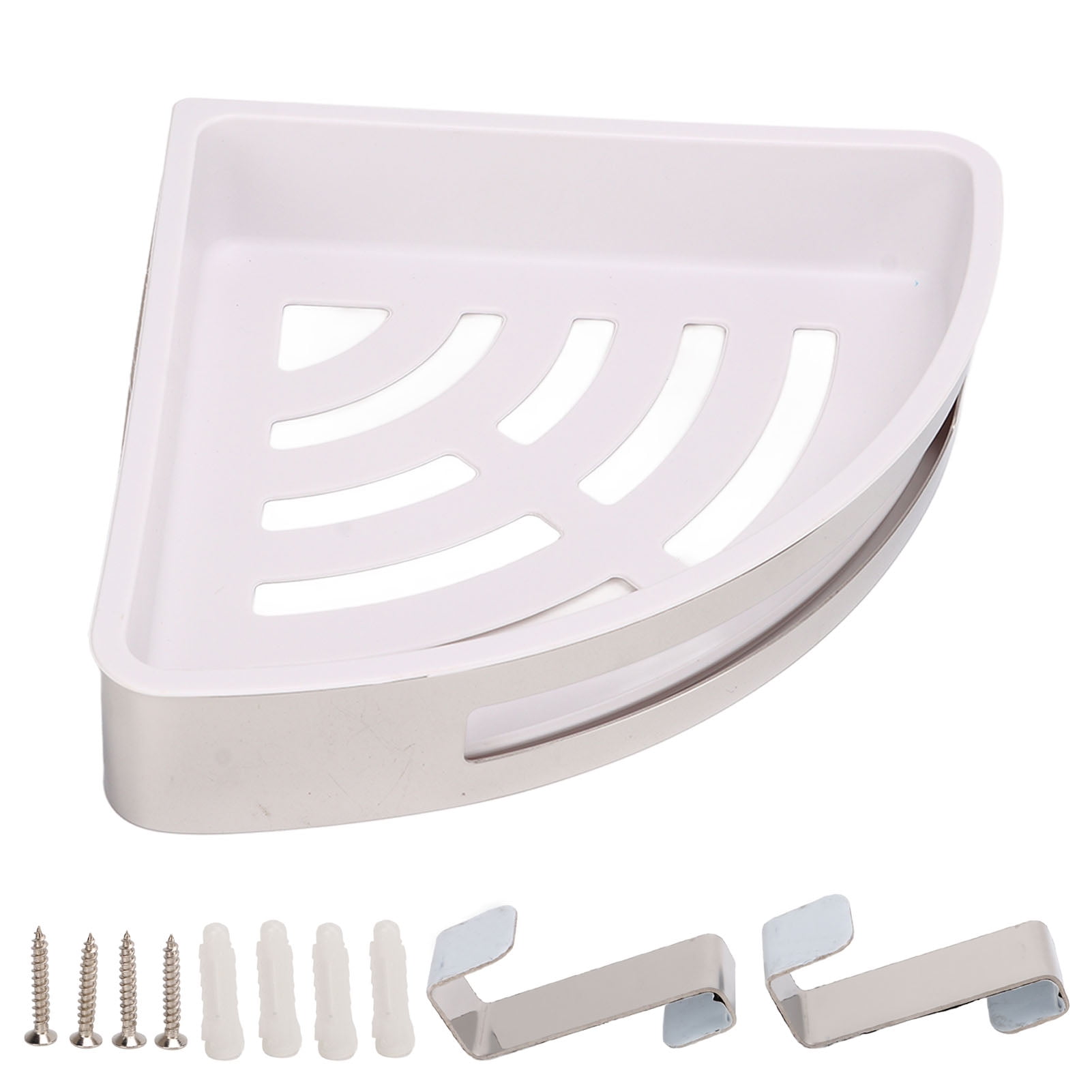 Bathroom Corner Shelf Silver Heavy Duty Stainless Steel Frame ABS ...