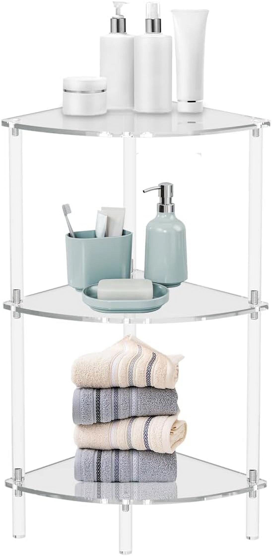Bathroom Corner Shelf Stand, 3 Tier Solid Acrylic Display Shelf for ...