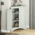 thumbnail image 1 of Bathroom Corner Storage Cabinet with Door, SYNGAR Wood Floor Standing Storage Organizer with 2 Adjustable Shelves, Home Space Saving Storage Cupboard for Living Room Bedroom Kitchen, Gray, D6794, 1 of 10