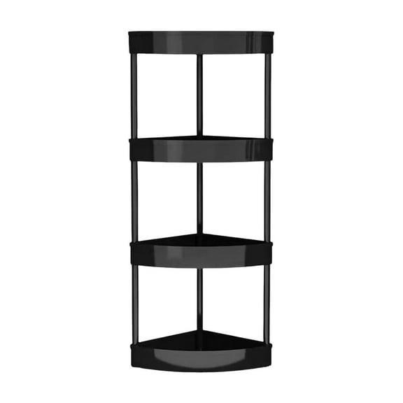 Bathroom Corner Storage Shelf | Floor Standing Toilet Organizer Rack with Removable Rollers & Drain Holes | 32.28x14.17in Black/White