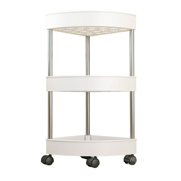 Bathroom Corner Storage Shelf Organizer with Detachable 4 Tiers Rolling Wheels and Drainage Holes(3-Tier)