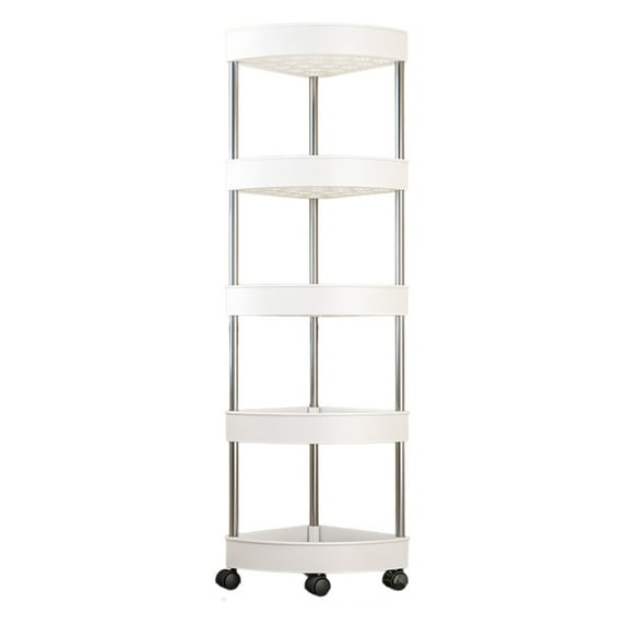 Bathroom Corner Storage Shelf Organizer with Detachable 4 Tiers Rolling Wheels and Drainage Holes(5-Tier)
