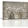 thumbnail image 1 of Bathroom Cotton Wall Art Farmhouse Cotton Bathroom Wall Decor Cotton Butterfly Every Day Is A Gifts Bathroom Pictures Canvas Artwork for Bathroom Laundry Bedroom Living Room Kitchen 16"x12", 1 of 6