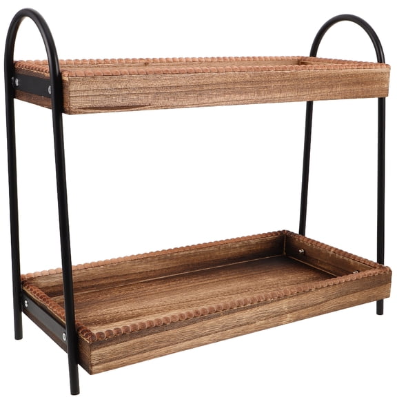 DEEPCRAFF 2-Tier Wooden Bathroom Counter Organizer for Skincare and Kitchen Vanity Storage Space Saver