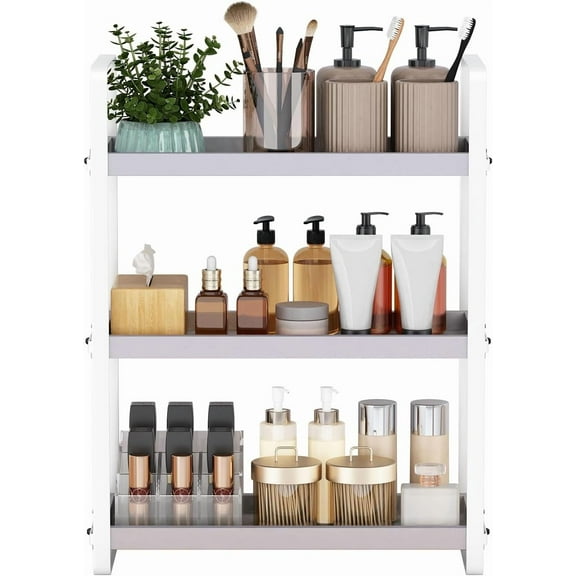 Bathroom Counter Organizer,Bathroom Countertop Organizer,Counter Shelf,Countertop Storage,Organization and Storage,Makeup Shelf,Sink Caddy(Grey 3 Tier)