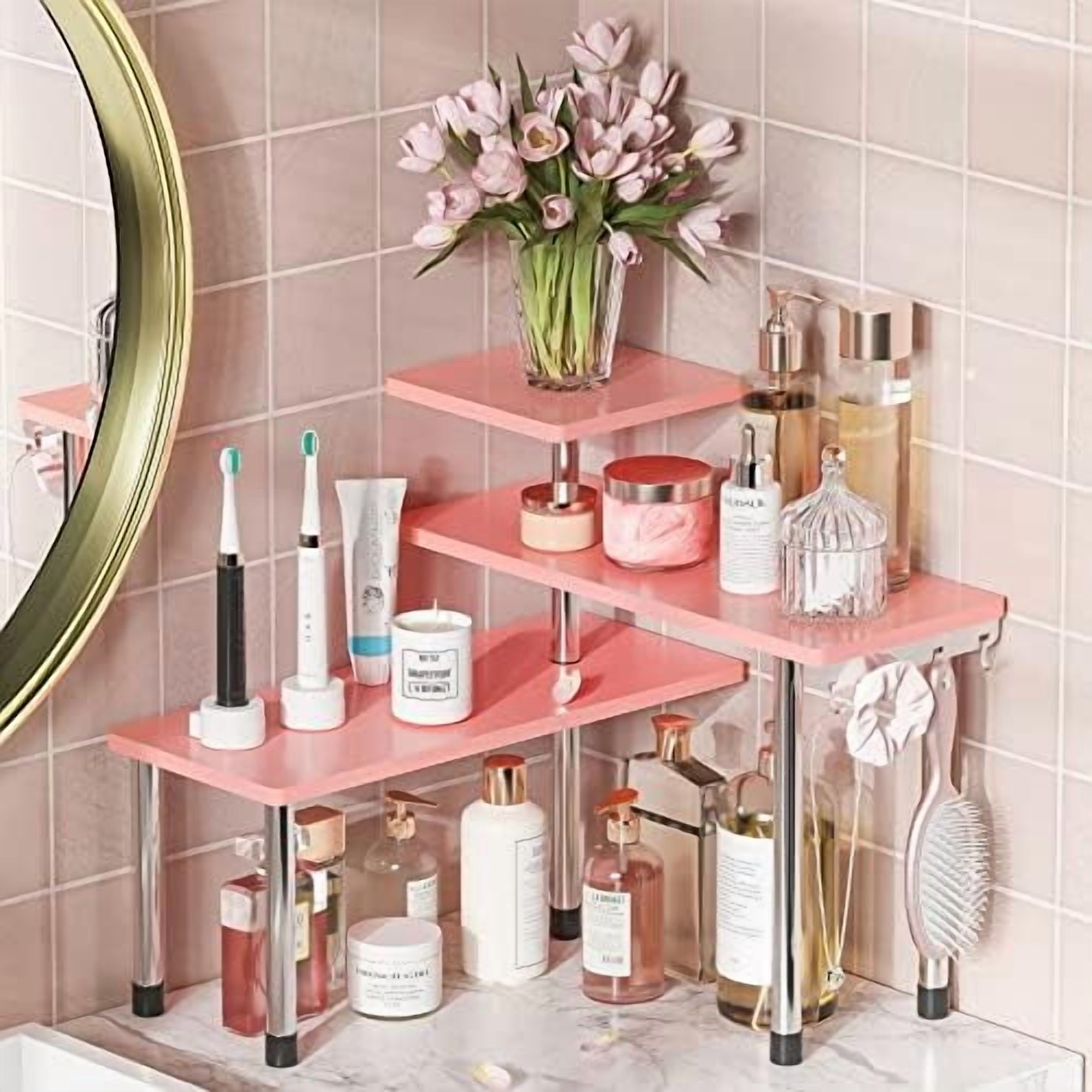 Bathroom Counter Organizer Corner Shelf – Bathroom Organization Bamboo ...