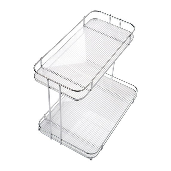 Bathroom Counter Organizer Cup and Mugs Holder Multiuse 2 Tiers Cosmetic Organizer for Kitchen Desktop Coffee Table Tabletop Dressing Table Argent