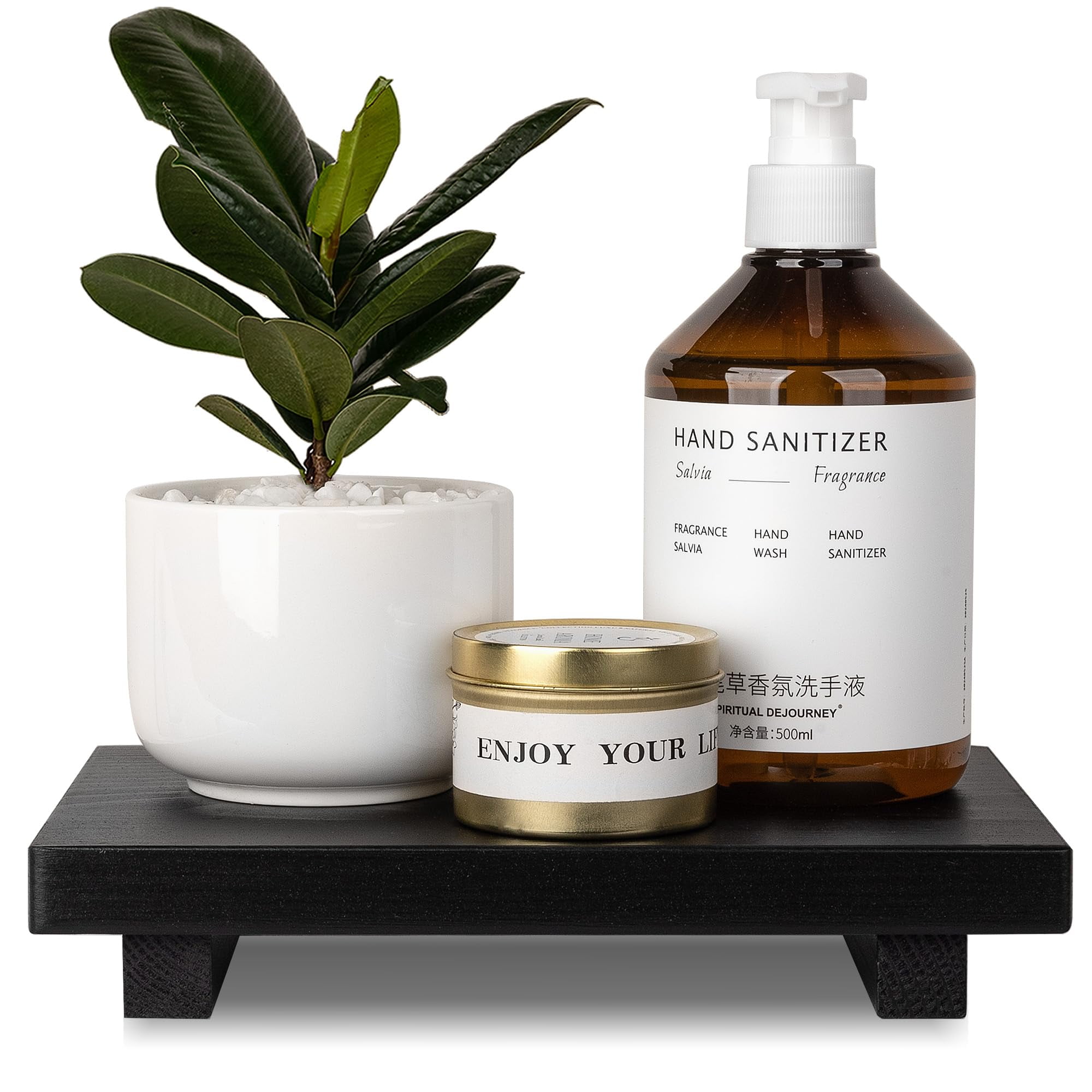 Bathroom Counter Organizer Wood Pedestal Stand Farmhouse Decorative ...