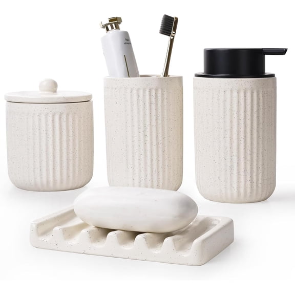 Bathroom Counter Soap Set Beige Bathroom Decor Sets Accessories Bathroom Lotion Soap Dispenser