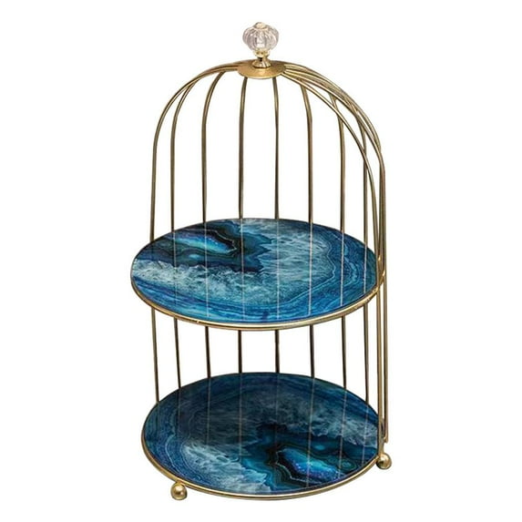 Bathroom Countertop Organiser Vanity Tray Cosmetic Storage Kitchen Rack Stand Shelf , Blue, 2-Tier