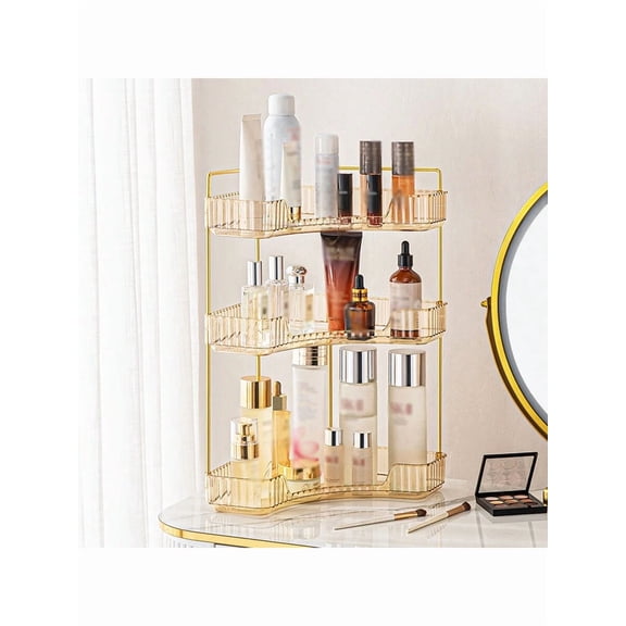 Bathroom Countertop Organizer 2 or 3 Tier Corner Rack, Square Shaped Makeup Organizer for Cosmetics, Perfume, Skincare & Lipstick, PET Large Storage Box, 1pc
