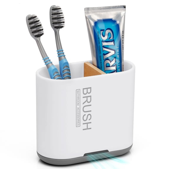 Bathroom Countertop Organizer with Bamboo Divider, Toothbrush and ...
