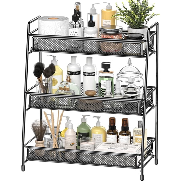 Bathroom Countertop Organizer Rack - 3 Tier Counter Spice Rack Metal Makeup Rack Small Perfume Vanity Organizer for Sink/Bedroom/Living Room/Kitchen/Office