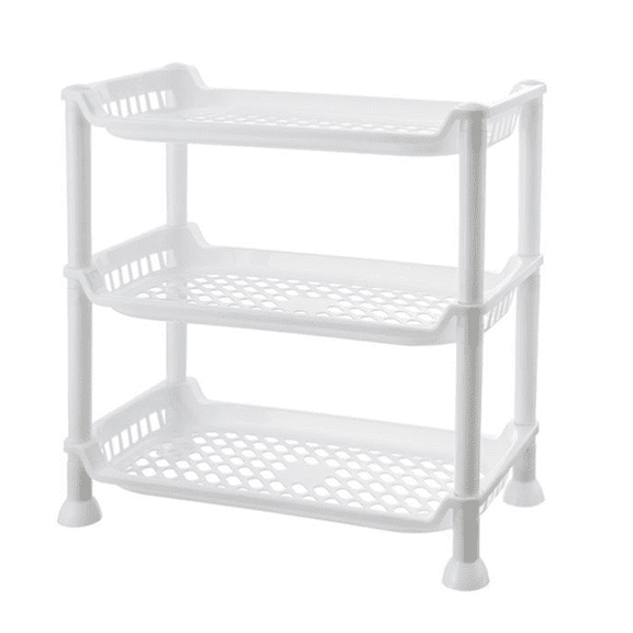 Bathroom Countertop Organizer,Vanity Counter Skincare Shelf, ​Under Sink Standing Rack Tray, Home Storage Holder For Lotion Makeup Cosmetics Perfume Spice - white