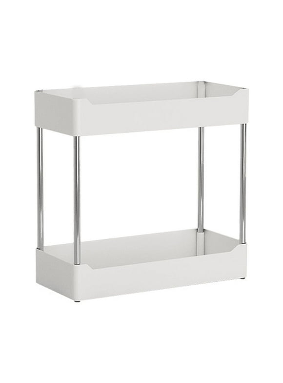 Bathroom Countertop Organizer, Vanity Tray Cosmetic & Makeup Storage Kitchen Spice Rack Standing Shelf, White, Style 1