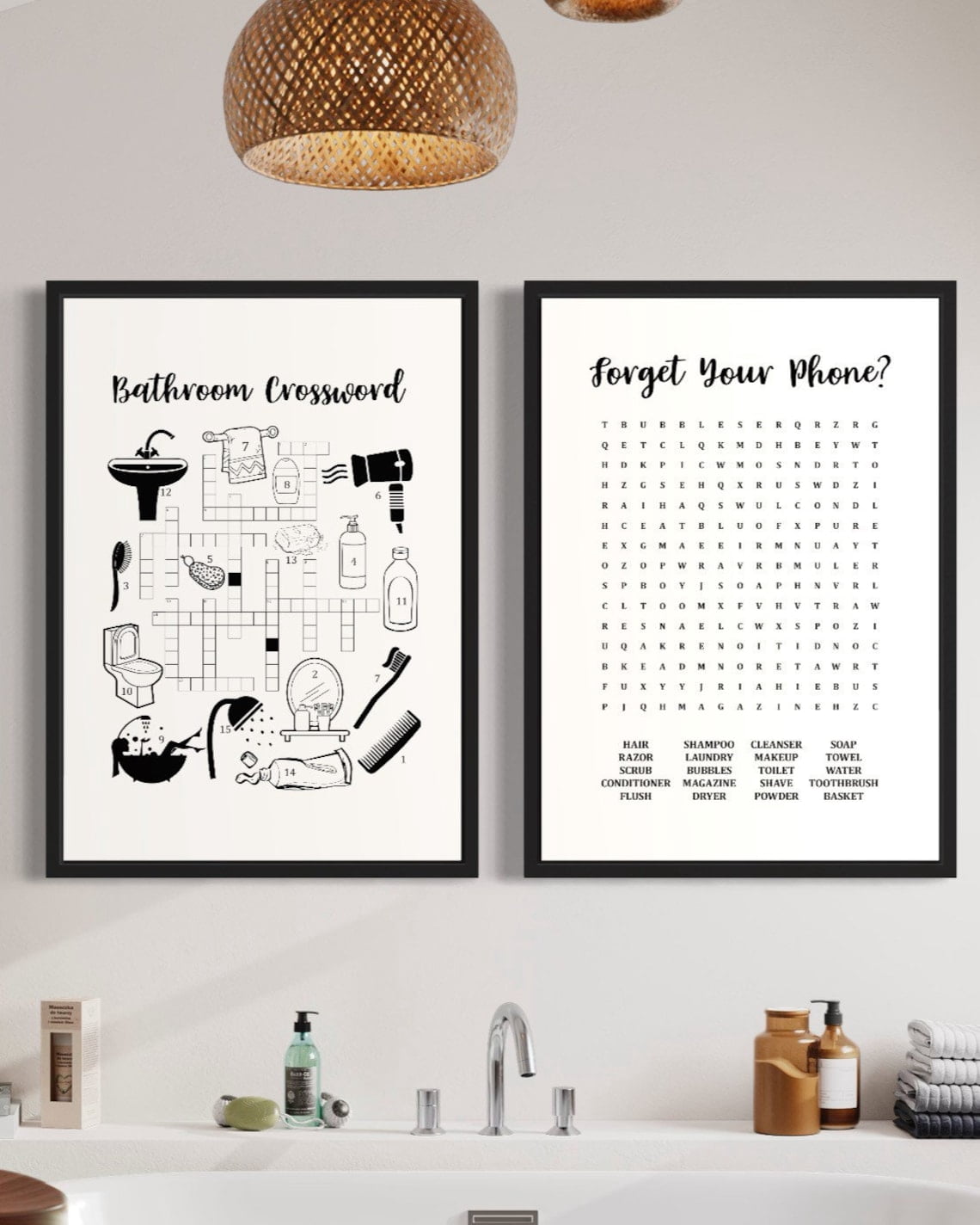 Bathroom Crossword Wordsearch Poster, Set 2, Poster Only - Walmart.com
