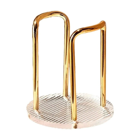 Bathroom Cup Dispenser with Acacia Wood Stand - Essential Bathroom Accessories for Toothbrush Holders & Mouthwash Cup Dispenser on Vanity Countertops Gold Silver