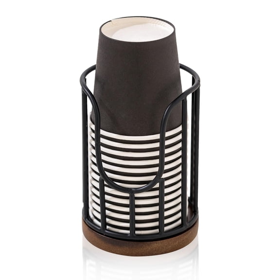 Bathroom Cup Dispenser with Acacia Wood Stand
