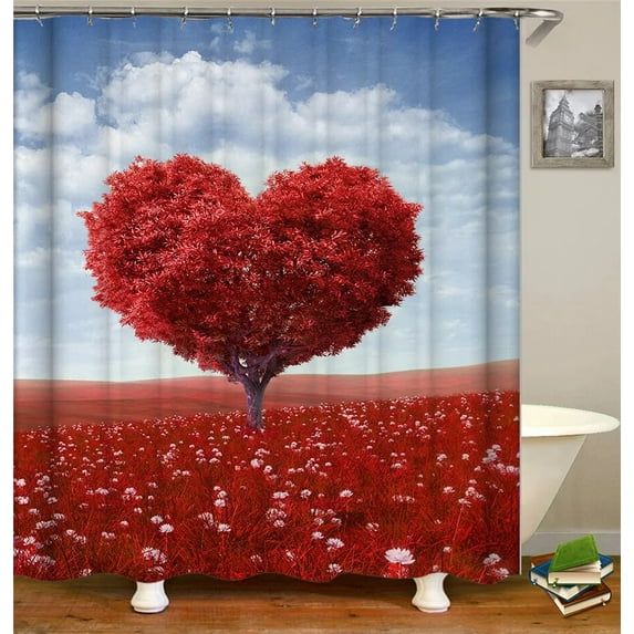 Bathroom Curtain Flower Pattern Home Decor Waterproof Polyester Shower Curtains Bath Screen 180*180cm & 180*200cm with 12
