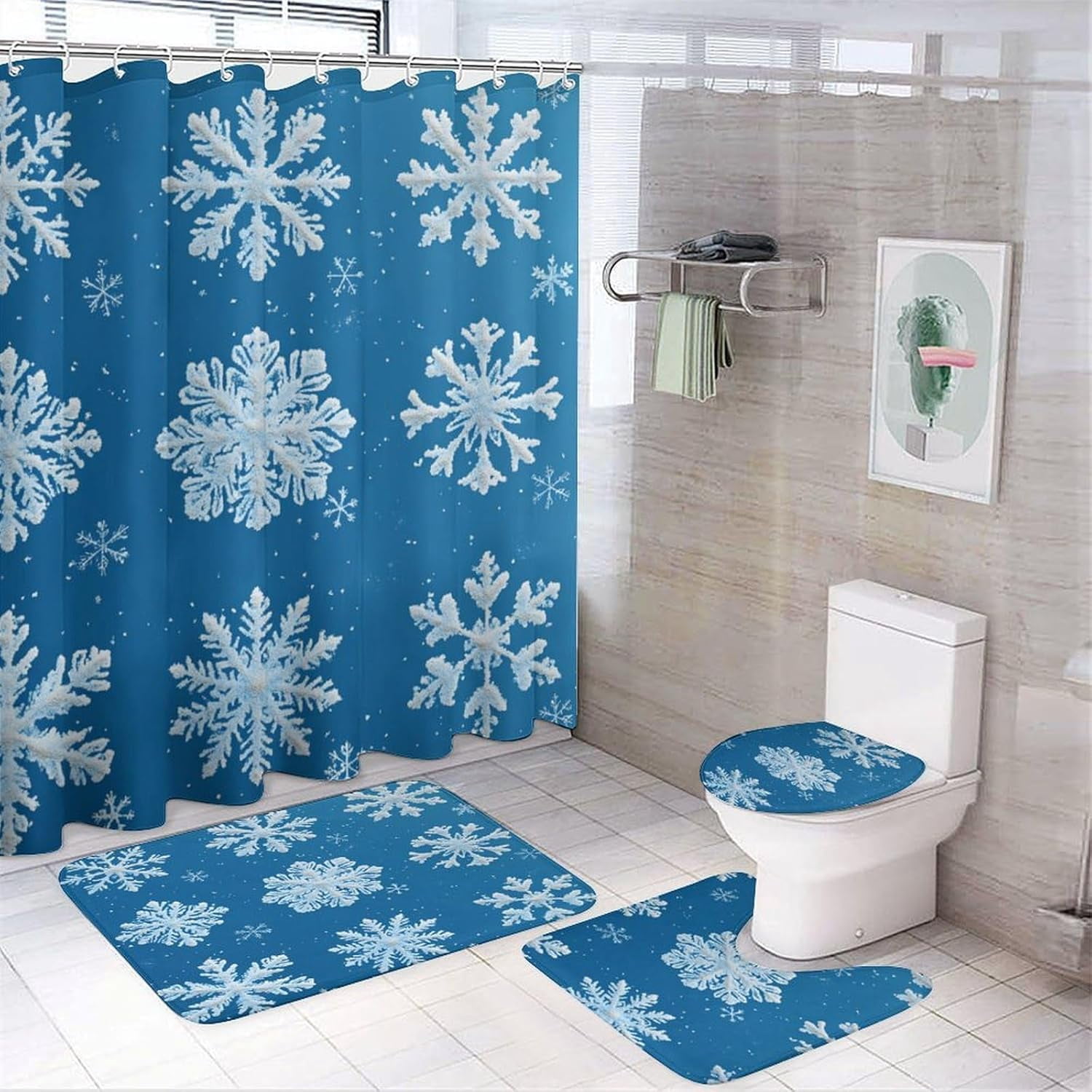 Curtain Rug Bathroom Curtain and Rug Set, Retro Truck and Autumn Leaves Pattern ...