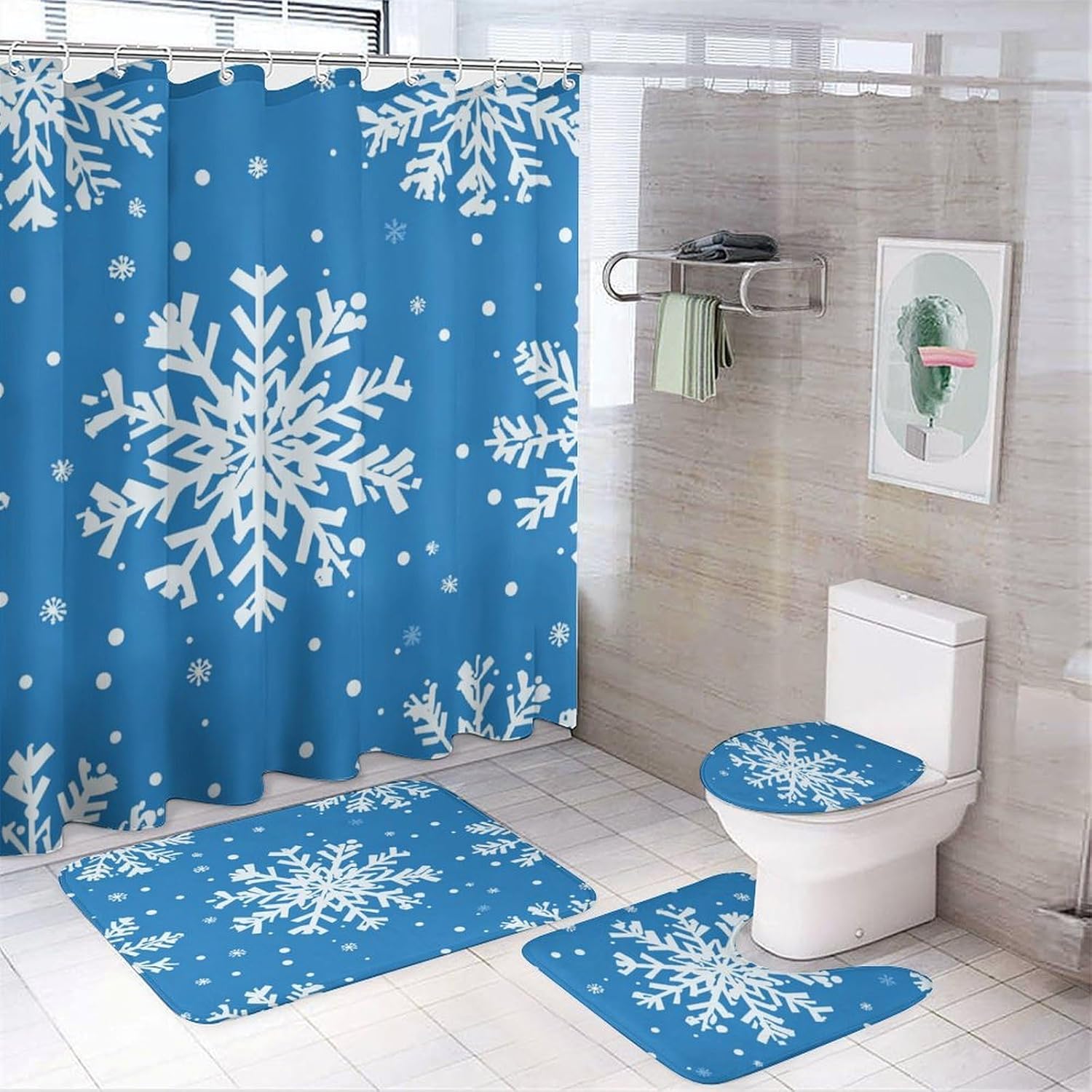 Curtain Rug Bathroom Curtain and Rug Set, Retro Truck and Autumn Leaves Pattern ...