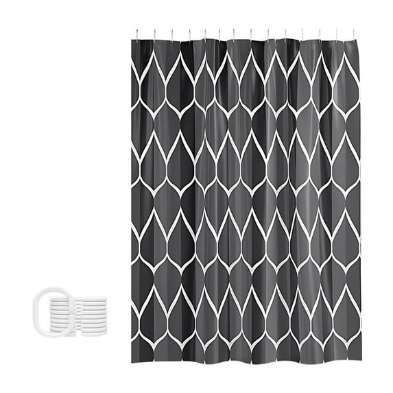 Bathroom Curtain, Waterproof Fabric Shower Curtain, Floral Design, Non Perforated, High End Shading, Easy Install, Removable Liner, Natural Light Ventilation, Modern Style, Durable and Washable