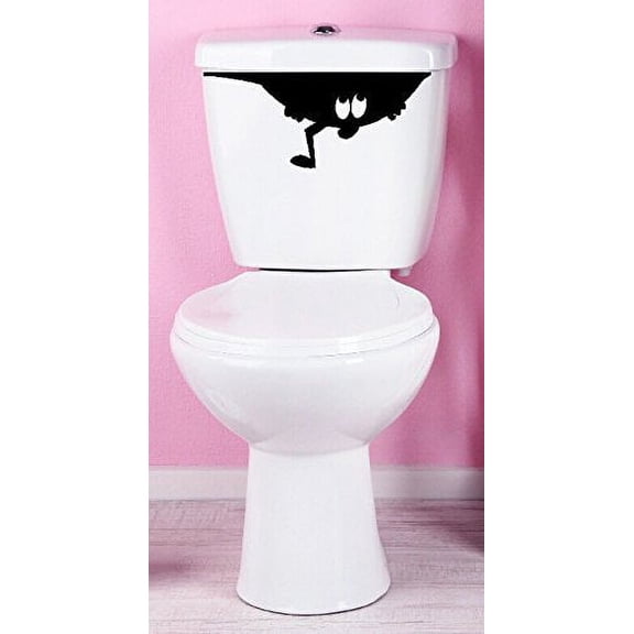 Bathroom Decals Vinyl Sticker for Toilet Tank Funny Guy Graphic Art, 18 x 7.5 , Glossy Black