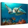 thumbnail image 1 of Bathroom Decor Beach Decor Sea Turtle Bathroom Art Beach Bathroom Decor Turtle Decor Hawaiian Decor Sea Turtle Decor Coastal Wall Decor Ocean Wall art Blue Ocean Canvas Frame Print Ready To Hang, 1 of 6