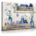 thumbnail image 1 of Bathroom Decor Canvas Wall Art Blue Bathroom Decor Farmhouse Wall Art Rustic Bathroom Sign Print Paintings Bathroom Pictures Modern Home Artwork Decor For Bathroom Framed Ready To Hang 12x16inch, 1 of 5