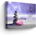 thumbnail image 1 of Bathroom Decor Canvas Wall Art Funny Bathroom Sign Wall Decor Zen Lotus Flower Stone Sand Spa Painting for Bathroom Yoga Room Purple Bathroom Artwork Framed 12"x16", 1 of 6