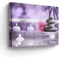thumbnail image 1 of Bathroom Decor Canvas Wall Art Funny Bathroom Sign Wall Decor Zen Lotus Flower Stone Candle Sand Spa Painting for Bathroom Yoga Room Purple Bathroom Artwork Framed 12"x16", 1 of 6