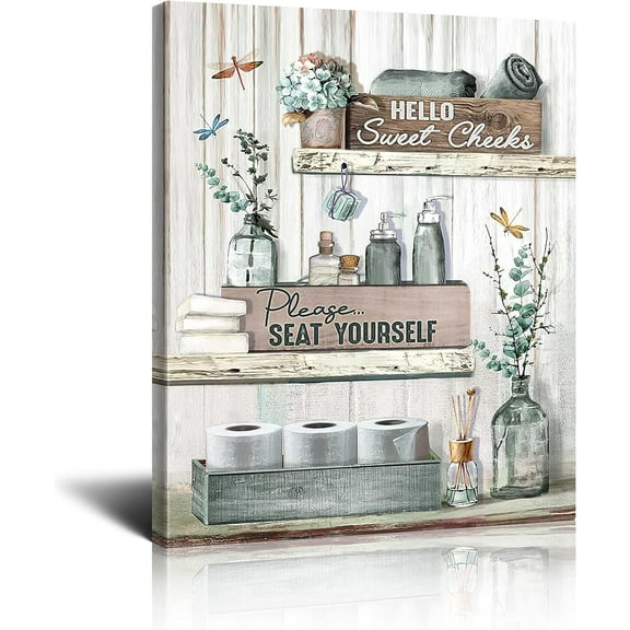 Bathroom Decor Canvas Wall Art Rustic Bathroom Sign Please Seat Yourself Print Paintings Earl Grey Bathroom Pictures Modern Home Artwork Decor For Bathroom Framed Ready To Hang 12x16 Inch