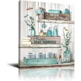 thumbnail image 1 of Bathroom Decor Canvas Wall Art Rustic Bathroom Sign Please Seat Yourself Print Paintings Navy Blue Bathroom Pictures Modern Home Artwork Decor For Bathroom Framed Ready To Hang 12x16 Inch, 1 of 6