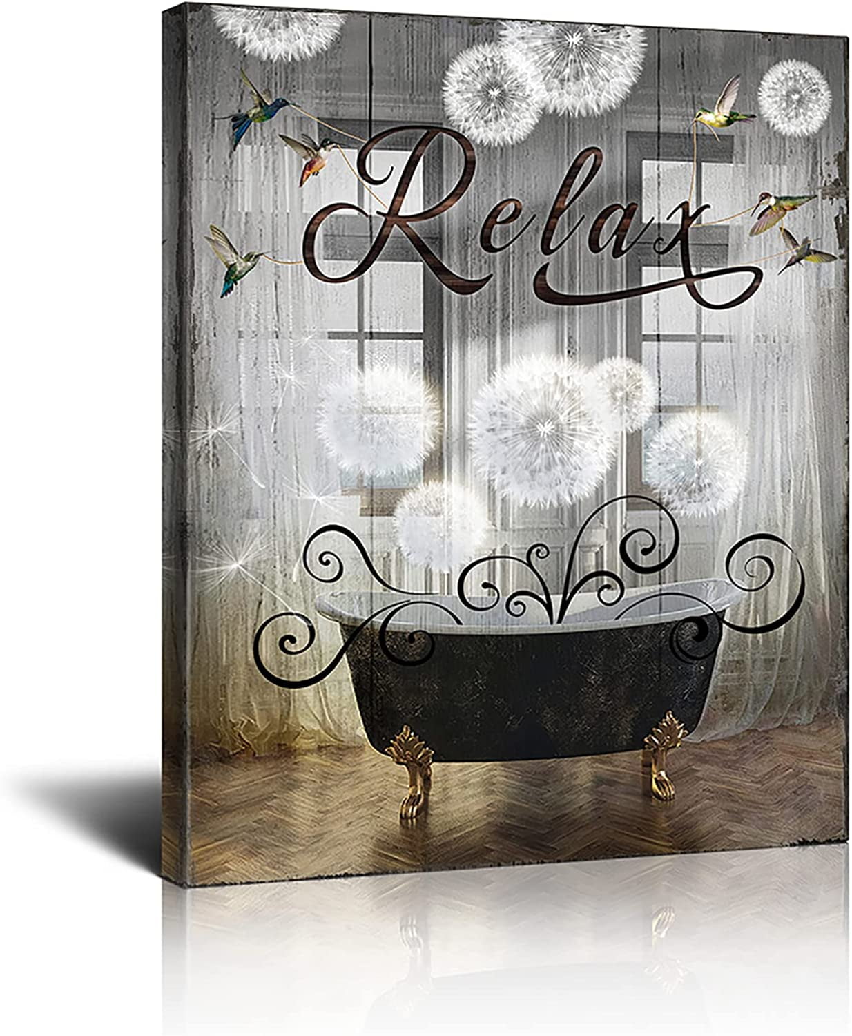 Bathroom Decor Canvas Wall Art Rustic Bathroom Sign Relax Print