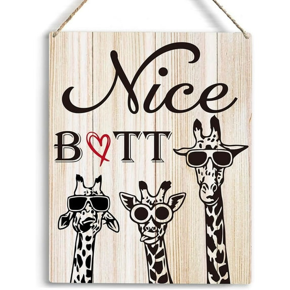 Bathroom Decor Nice Butt Wooden Hanging Sign Farmhouse Bathroom Decor Funny Rustic Bathroom Sign Toilet Restroom Laundry Room Sign Decor Gifts for Birthday Halloween Bathroom Decor 8x10 Inch