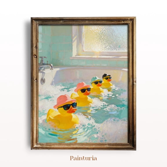 Bathroom Decor Retro Rubber Ducks