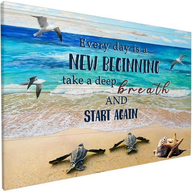 Bathroom Decor Sea Turtle Wall Art Motivational Quotes Canvas Poster
