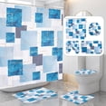 thumbnail image 1 of BSHAPPLUS Shower Curtain Set Textured Abstraction Bathroom Sets with Shower Curtain and Rugs Waterproof Shower Curtain 12 Hooks for Bathroom 71 x 71 inches, 1 of 10