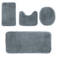 thumbnail image 1 of Bathroom Decor, Solid Color Bath Mats 4 Set Bathroom Rugs For 4 Pcs Toilet Mats Soft Comfortable Water Absorption Non-Slip Thick Washable Easier To Dry Dark, Birthday Gifts, 1 of 8