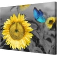 thumbnail image 1 of Bathroom Decor Sunflower Canvas Wall Art Blue Butterfly Picture Flowers Florals Painting Yellow Gray Artwork Framed for Bedroom Kitchen Dinning Room Living Room Office Home Decor 16"X12", 1 of 6