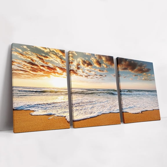 Bathroom Decor Wall Art 3 PCS Blue Ocean Theme Seashells Starfish Coastal Painting Beach Wall Art Pictures Prints Posters Modern Framed Ready for Kids Room Bathroom Bedroom Decor to Hang